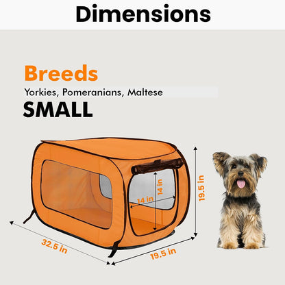 Portable Collapsible Pop Up Kennel, 32.5"L x 19.5"W x 19.5"H, Blue