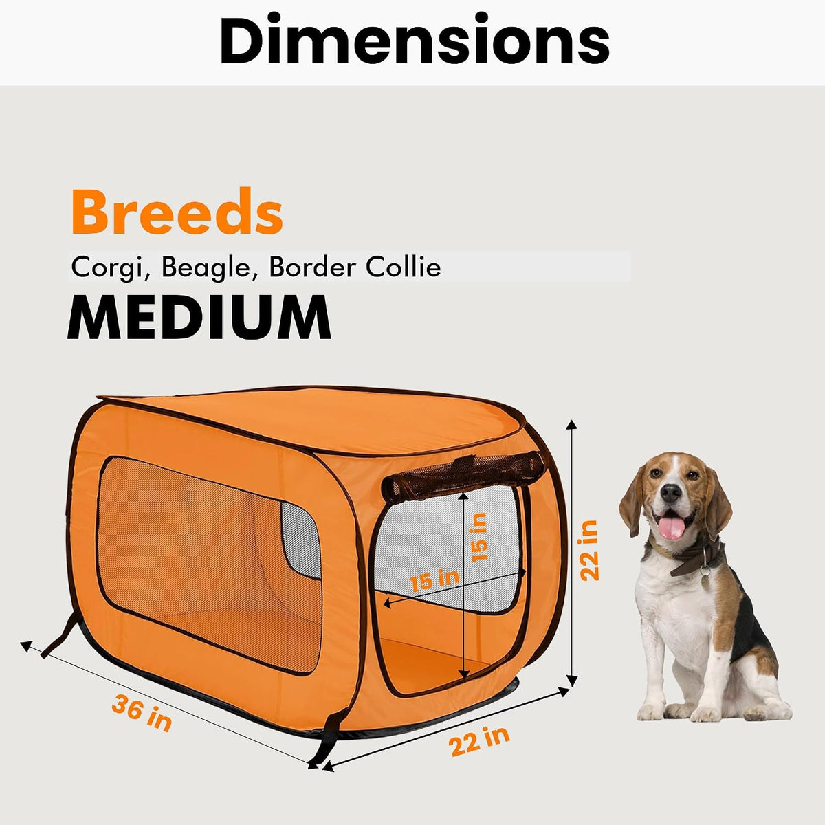 Portable Collapsible Pop Up Kennel, 32.5"L x 19.5"W x 19.5"H, Blue