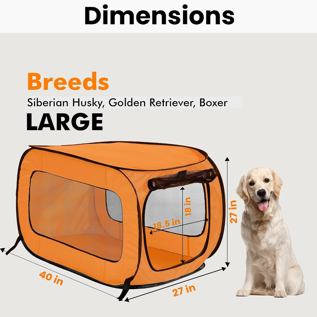 Portable Collapsible Pop Up Kennel, 32.5"L x 19.5"W x 19.5"H, Blue