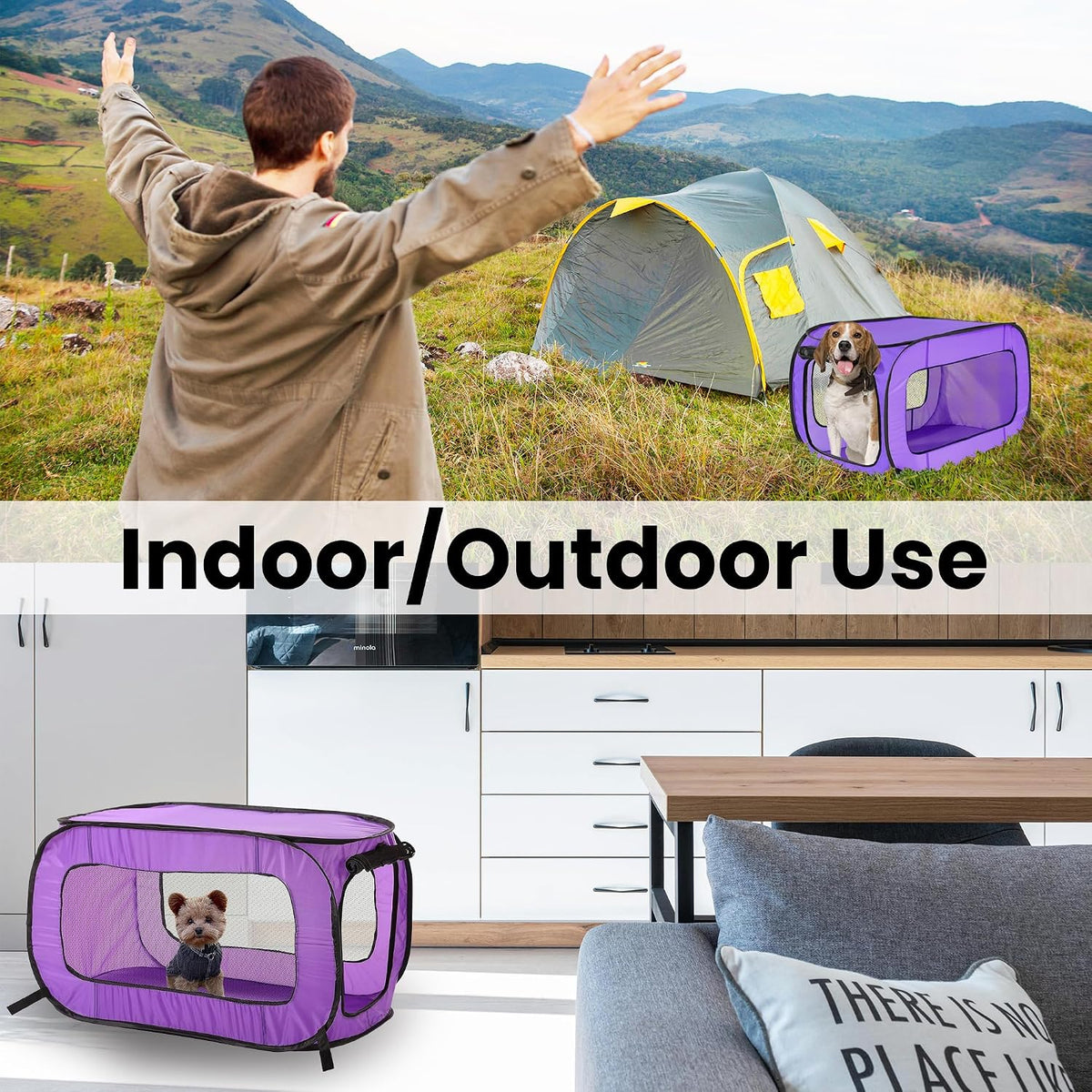 Portable Collapsible Pop Up Kennel, 32.5"L x 19.5"W x 19.5"H, Blue