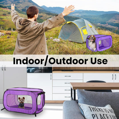 Portable Collapsible Pop Up Kennel, 32.5"L x 19.5"W x 19.5"H, Blue