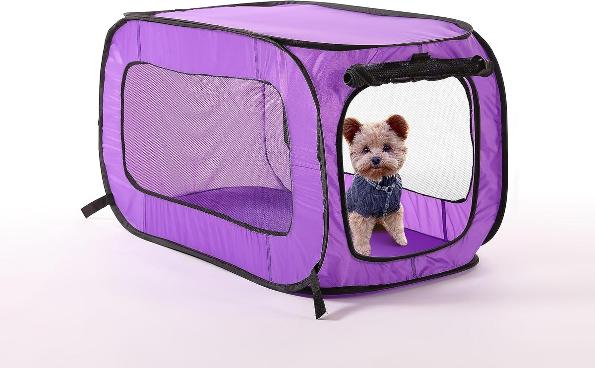 Portable Collapsible Pop Up Kennel, 32.5"L x 19.5"W x 19.5"H, Blue