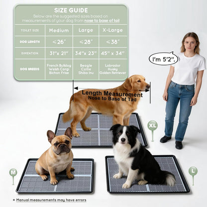 HQ4us Dog Pee Pad Holder Tray with Grate 34”×23”, Large Dog Litter Box Toilet, Puppy Pee Pad Holder, Less Mess, Dog Potty Indoor Outdoor for Balcony