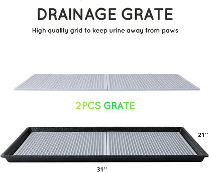 HQ4us Dog Pee Pad Holder Tray with Grate 34”×23”, Large Dog Litter Box Toilet, Puppy Pee Pad Holder, Less Mess, Dog Potty Indoor Outdoor for Balcony
