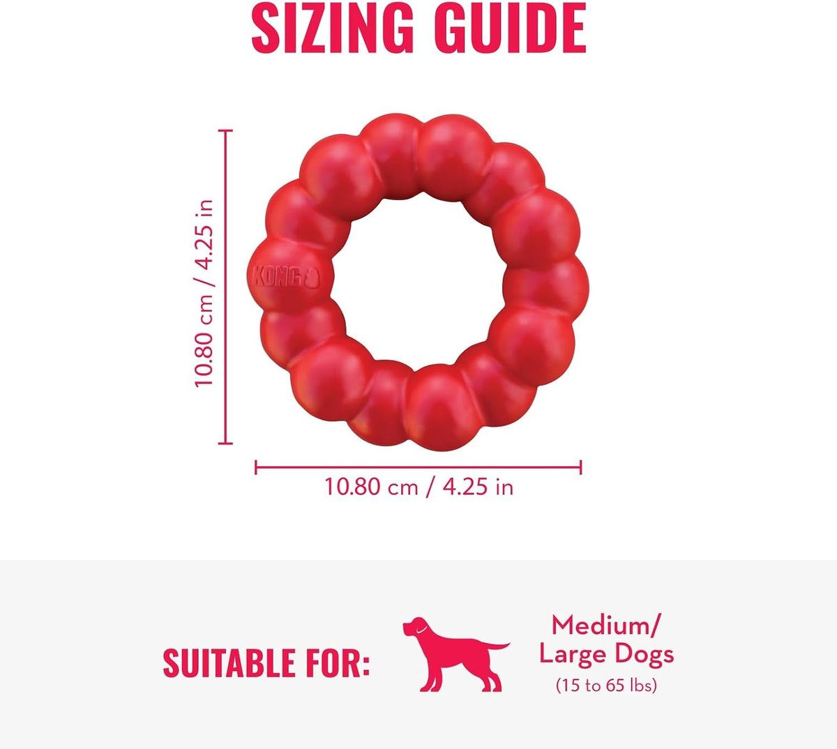 Ring, Natural Rubber Chew Toy for Dental Health, for Medium/Large Dogs