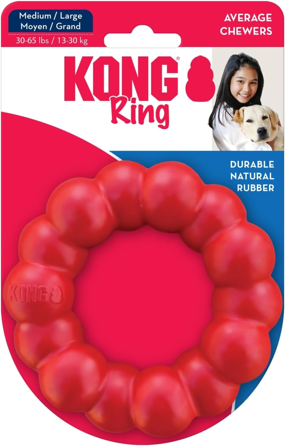 Ring, Natural Rubber Chew Toy for Dental Health, for Medium/Large Dogs