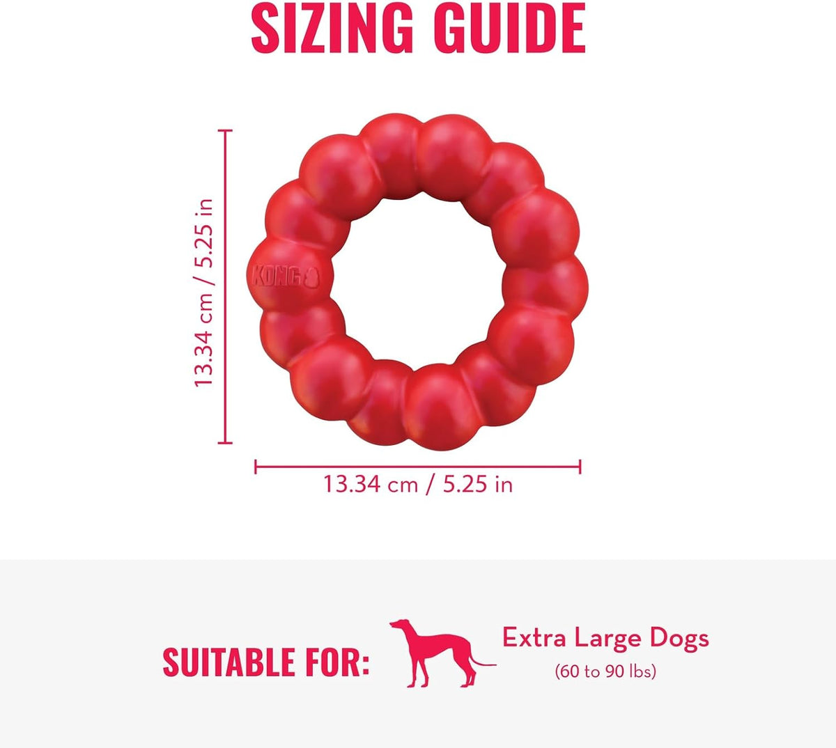 Ring, Natural Rubber Chew Toy for Dental Health, for Medium/Large Dogs