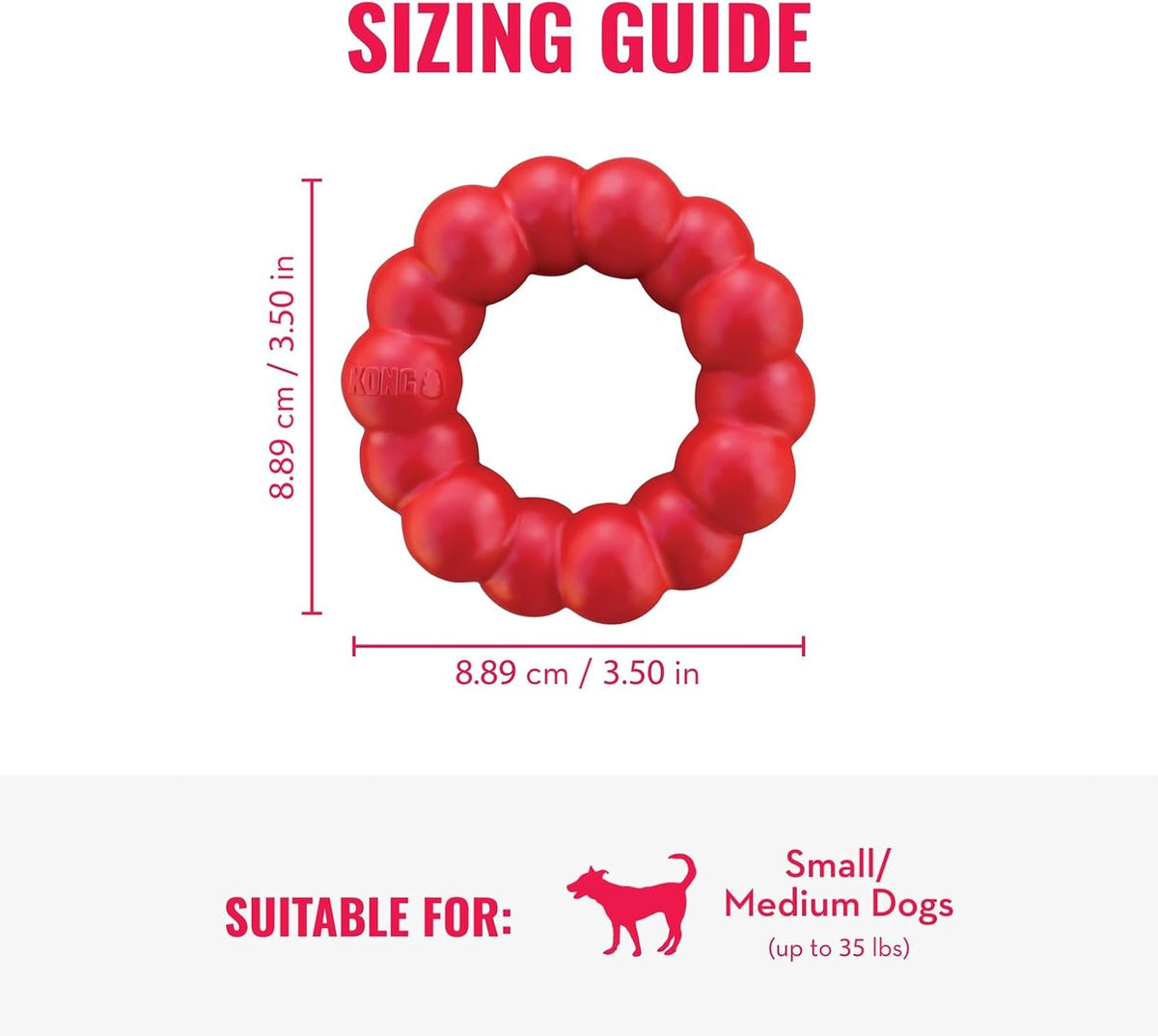 Ring, Natural Rubber Chew Toy for Dental Health, for Medium/Large Dogs