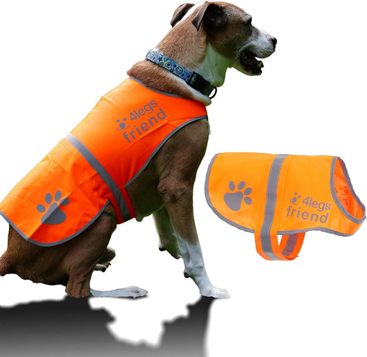 Reflective Dog Vest. Hi-Visibility, Blaze Orange Oxford 300D Waterproof Dog Vest Helps Protect Your Best Friend. Safeguard Your PUP from Motorists & Hunting Accidents, On or Off Leash