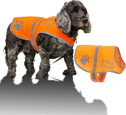 Reflective Dog Vest. Hi-Visibility, Blaze Orange Oxford 300D Waterproof Dog Vest Helps Protect Your Best Friend. Safeguard Your PUP from Motorists & Hunting Accidents, On or Off Leash
