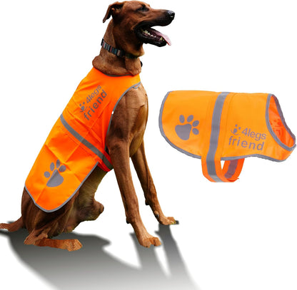 Reflective Dog Vest. Hi-Visibility, Blaze Orange Oxford 300D Waterproof Dog Vest Helps Protect Your Best Friend. Safeguard Your PUP from Motorists & Hunting Accidents, On or Off Leash
