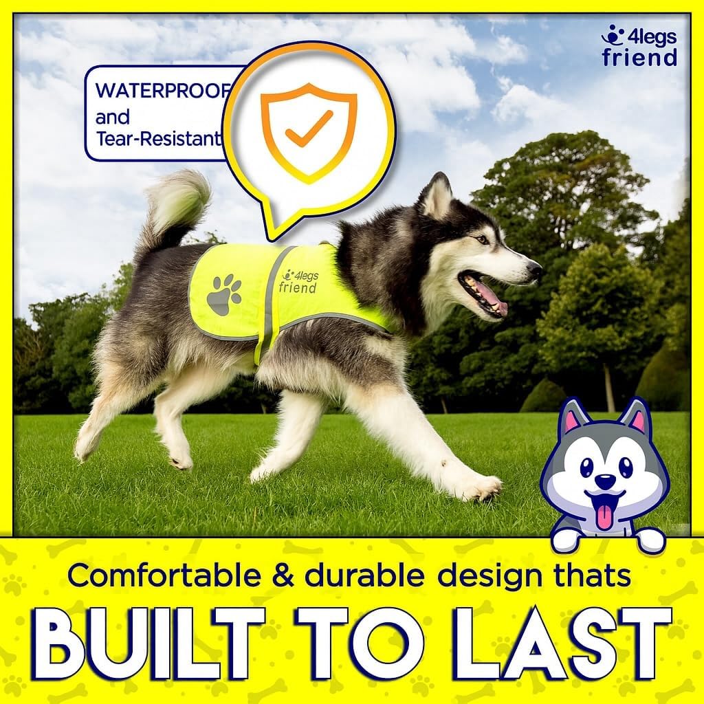 Reflective Dog Vest. Hi-Visibility, Blaze Orange Oxford 300D Waterproof Dog Vest Helps Protect Your Best Friend. Safeguard Your PUP from Motorists & Hunting Accidents, On or Off Leash
