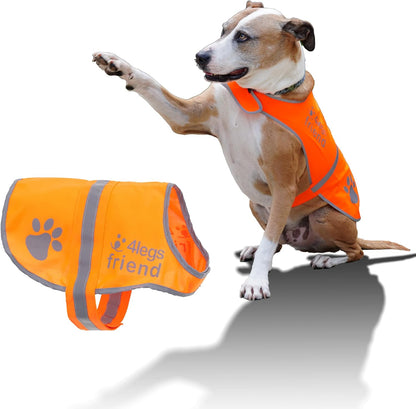 Reflective Dog Vest. Hi-Visibility, Blaze Orange Oxford 300D Waterproof Dog Vest Helps Protect Your Best Friend. Safeguard Your PUP from Motorists & Hunting Accidents, On or Off Leash