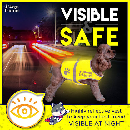 Reflective Dog Vest. Hi-Visibility, Blaze Orange Oxford 300D Waterproof Dog Vest Helps Protect Your Best Friend. Safeguard Your PUP from Motorists & Hunting Accidents, On or Off Leash