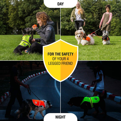 Reflective Dog Vest. Hi-Visibility, Blaze Orange Oxford 300D Waterproof Dog Vest Helps Protect Your Best Friend. Safeguard Your PUP from Motorists & Hunting Accidents, On or Off Leash