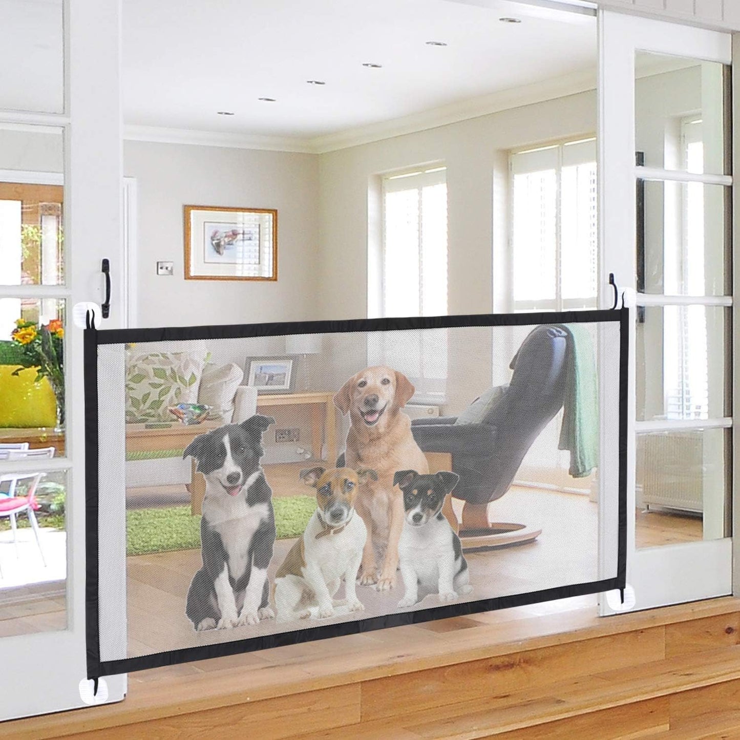 70.8 * 28inch Freestanding Foldable Dog Gate for Puppy Safety - Indoor, Doorway, Stairs