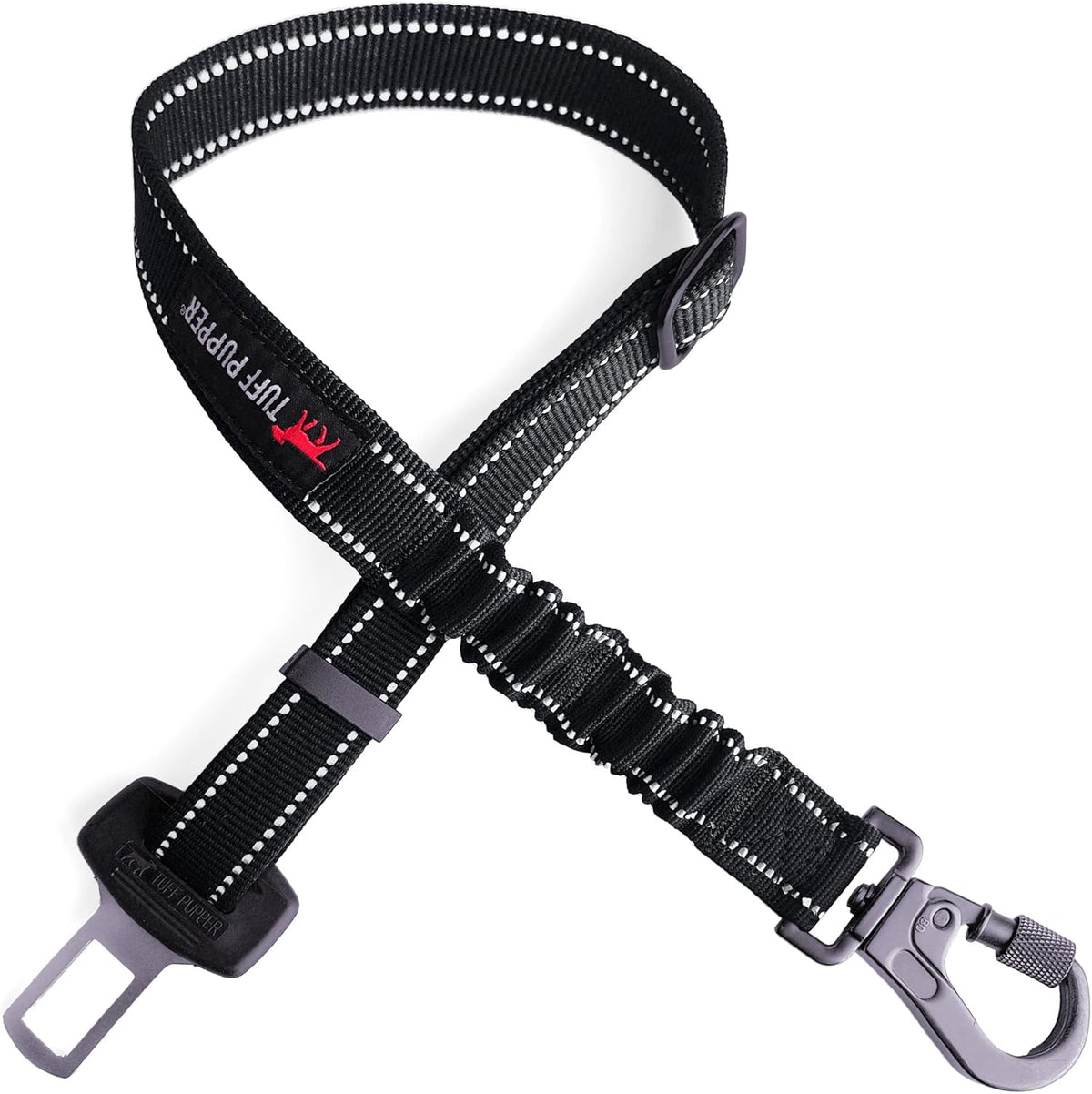 Dog Seat Belt | Adjustable Length Dog Seatbelt Restraint | Tangle-Free Locking Carabiner | Shock-Absorbing Bungee | Reflective Stitching for Visibility | Universal Fit for Cars & Trucks