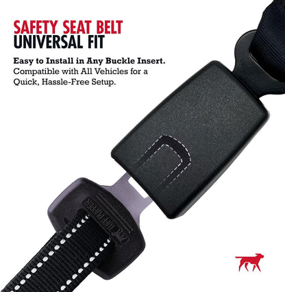 Dog Seat Belt | Adjustable Length Dog Seatbelt Restraint | Tangle-Free Locking Carabiner | Shock-Absorbing Bungee | Reflective Stitching for Visibility | Universal Fit for Cars & Trucks