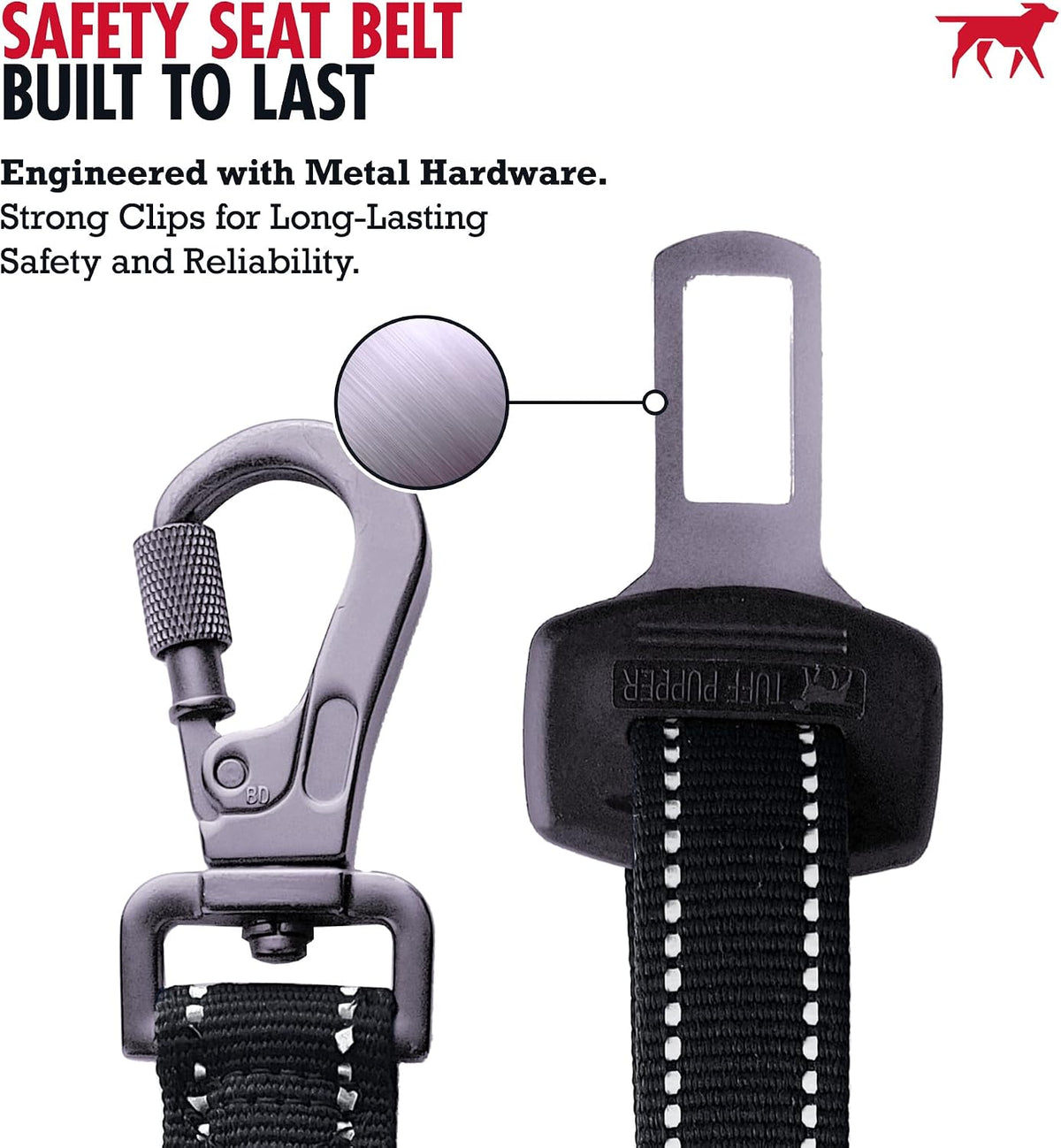 Dog Seat Belt | Adjustable Length Dog Seatbelt Restraint | Tangle-Free Locking Carabiner | Shock-Absorbing Bungee | Reflective Stitching for Visibility | Universal Fit for Cars & Trucks