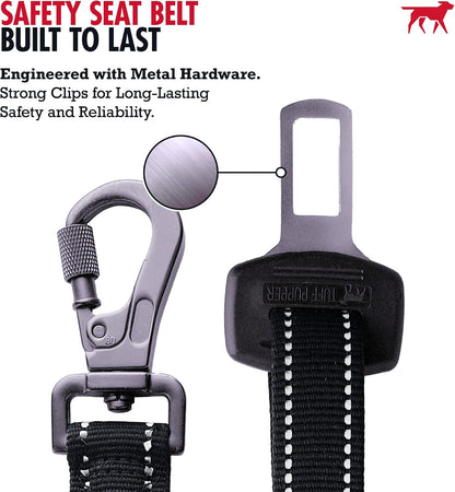 Dog Seat Belt | Adjustable Length Dog Seatbelt Restraint | Tangle-Free Locking Carabiner | Shock-Absorbing Bungee | Reflective Stitching for Visibility | Universal Fit for Cars & Trucks