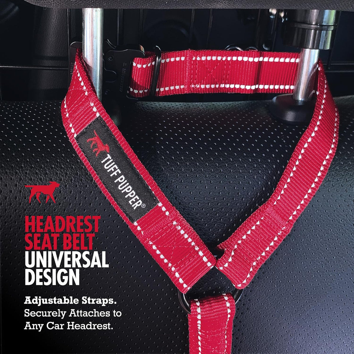 Dog Seat Belt | Adjustable Length Dog Seatbelt Restraint | Tangle-Free Locking Carabiner | Shock-Absorbing Bungee | Reflective Stitching for Visibility | Universal Fit for Cars & Trucks