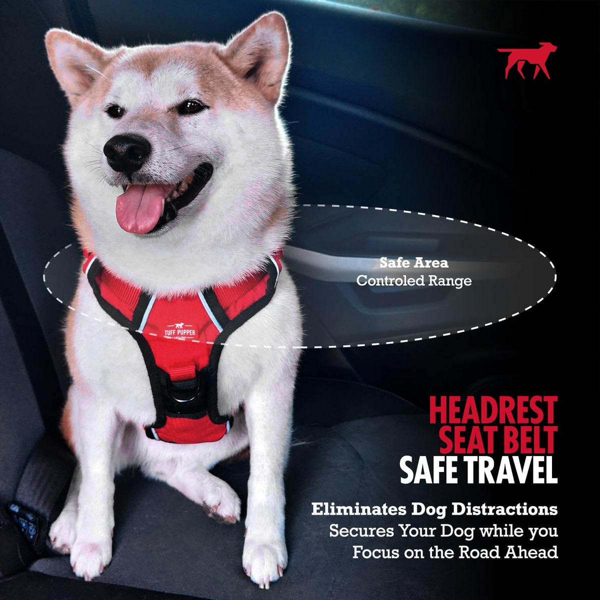 Dog Seat Belt | Adjustable Length Dog Seatbelt Restraint | Tangle-Free Locking Carabiner | Shock-Absorbing Bungee | Reflective Stitching for Visibility | Universal Fit for Cars & Trucks