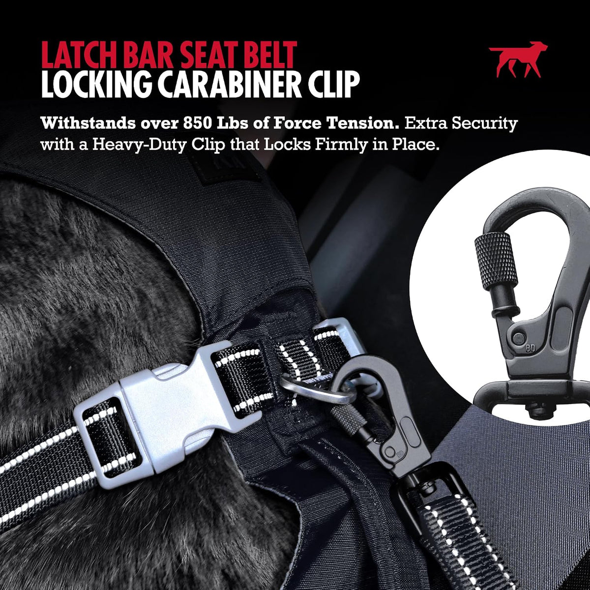 Dog Seat Belt | Adjustable Length Dog Seatbelt Restraint | Tangle-Free Locking Carabiner | Shock-Absorbing Bungee | Reflective Stitching for Visibility | Universal Fit for Cars & Trucks
