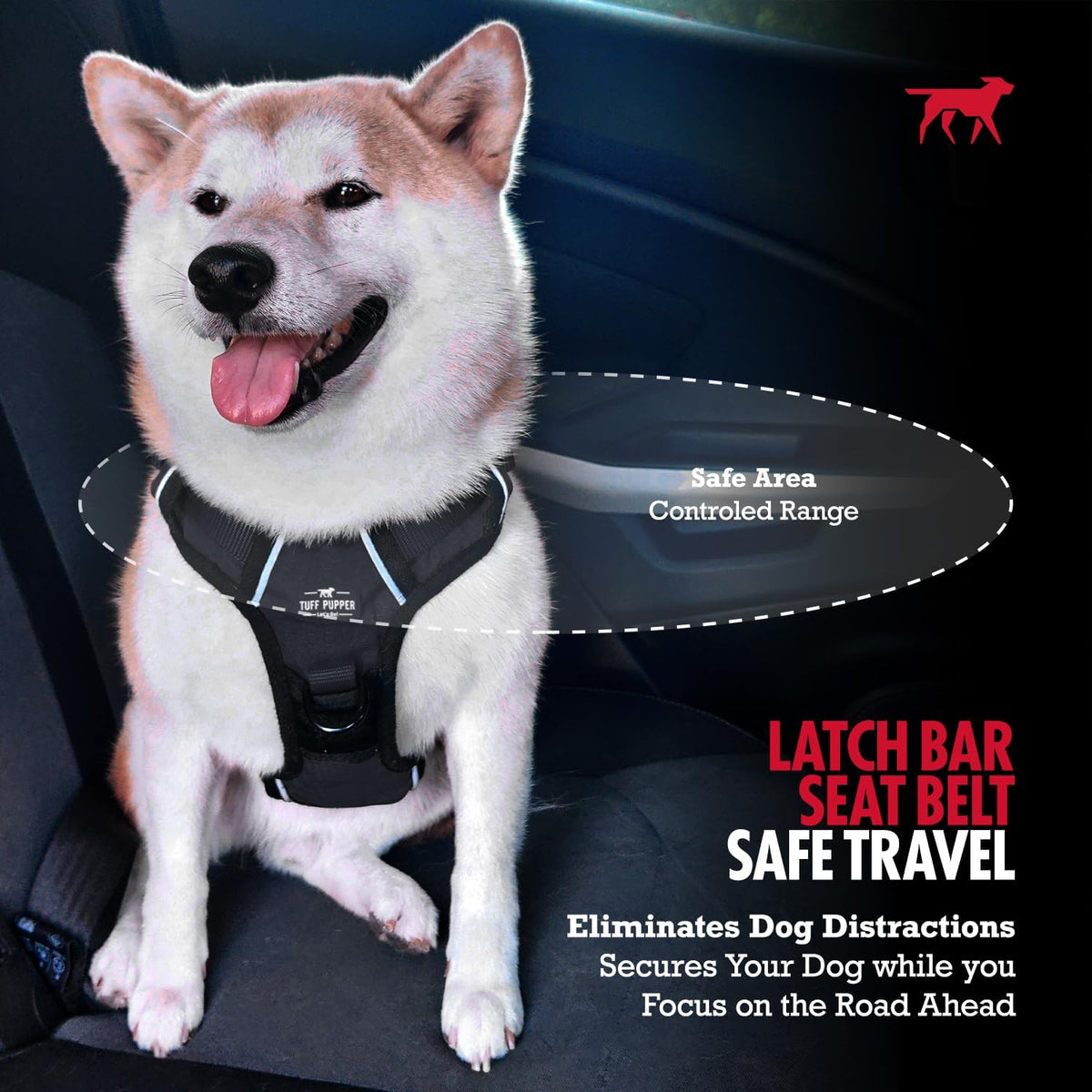 Dog Seat Belt | Adjustable Length Dog Seatbelt Restraint | Tangle-Free Locking Carabiner | Shock-Absorbing Bungee | Reflective Stitching for Visibility | Universal Fit for Cars & Trucks