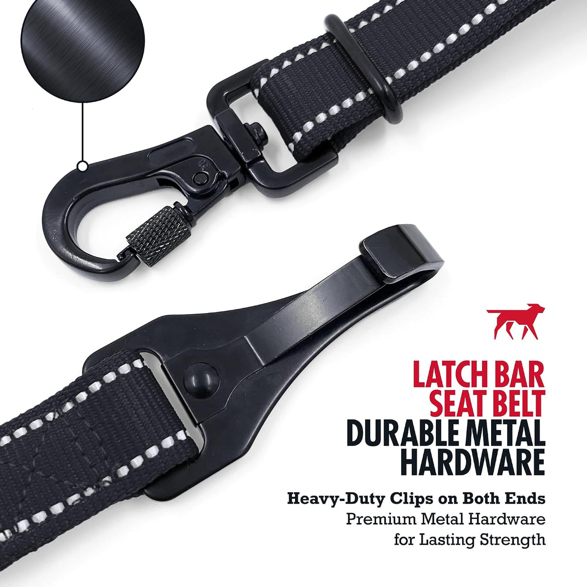 Dog Seat Belt | Adjustable Length Dog Seatbelt Restraint | Tangle-Free Locking Carabiner | Shock-Absorbing Bungee | Reflective Stitching for Visibility | Universal Fit for Cars & Trucks