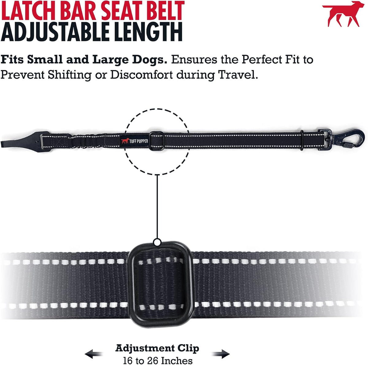 Dog Seat Belt | Adjustable Length Dog Seatbelt Restraint | Tangle-Free Locking Carabiner | Shock-Absorbing Bungee | Reflective Stitching for Visibility | Universal Fit for Cars & Trucks