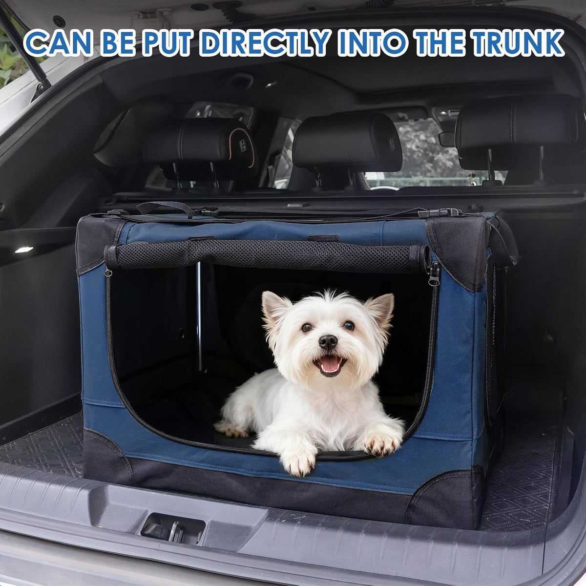 24 Inch Collapsible Soft Dog Crate for Small Dogs, Travel Dog Crate Bule
