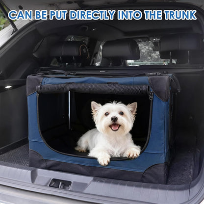 24 Inch Collapsible Soft Dog Crate for Small Dogs, Travel Dog Crate Bule