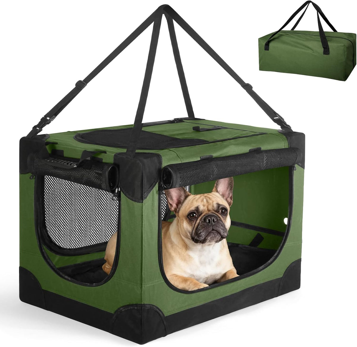 24 Inch Collapsible Soft Dog Crate for Small Dogs, Travel Dog Crate Bule