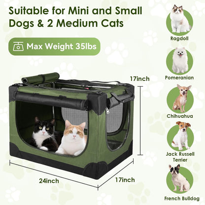 24 Inch Collapsible Soft Dog Crate for Small Dogs, Travel Dog Crate Bule