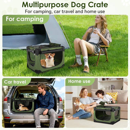 24 Inch Collapsible Soft Dog Crate for Small Dogs, Travel Dog Crate Bule