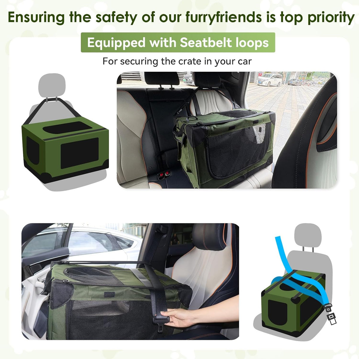 24 Inch Collapsible Soft Dog Crate for Small Dogs, Travel Dog Crate Bule