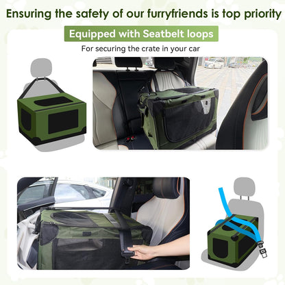 24 Inch Collapsible Soft Dog Crate for Small Dogs, Travel Dog Crate Bule