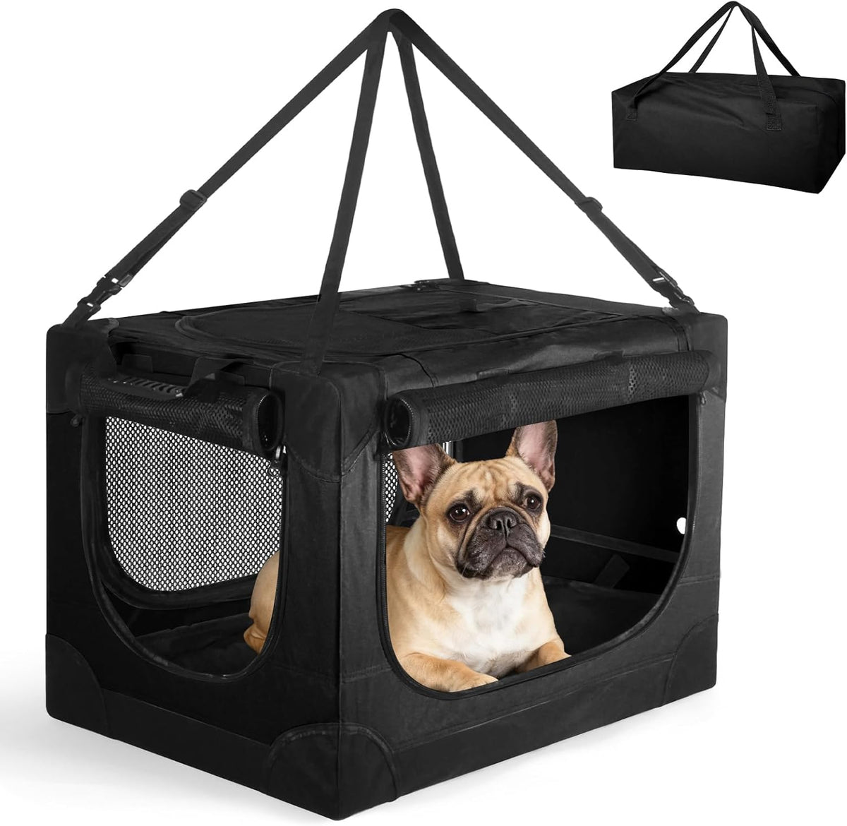 24 Inch Collapsible Soft Dog Crate for Small Dogs, Travel Dog Crate Bule