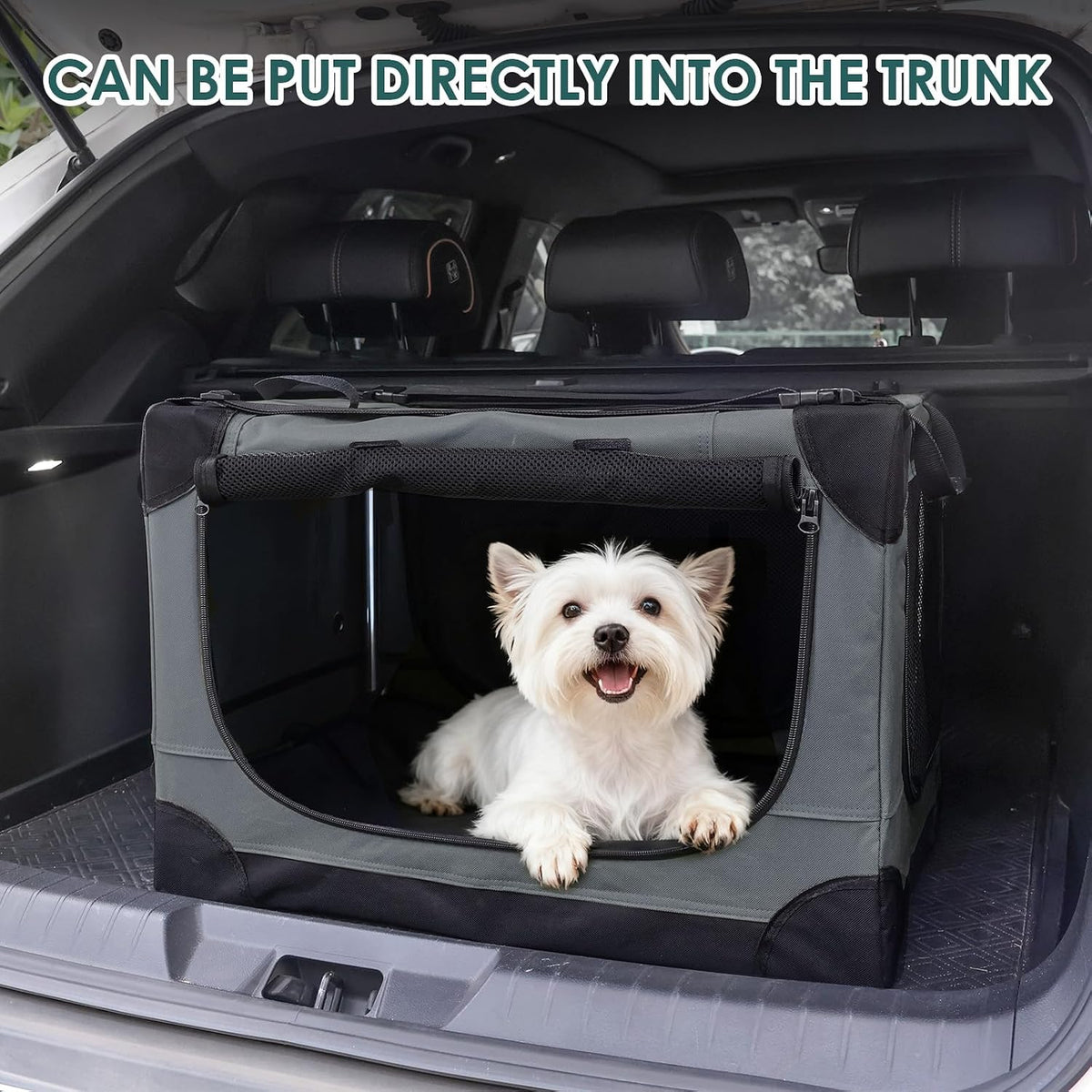 24 Inch Collapsible Soft Dog Crate for Small Dogs, Travel Dog Crate Bule