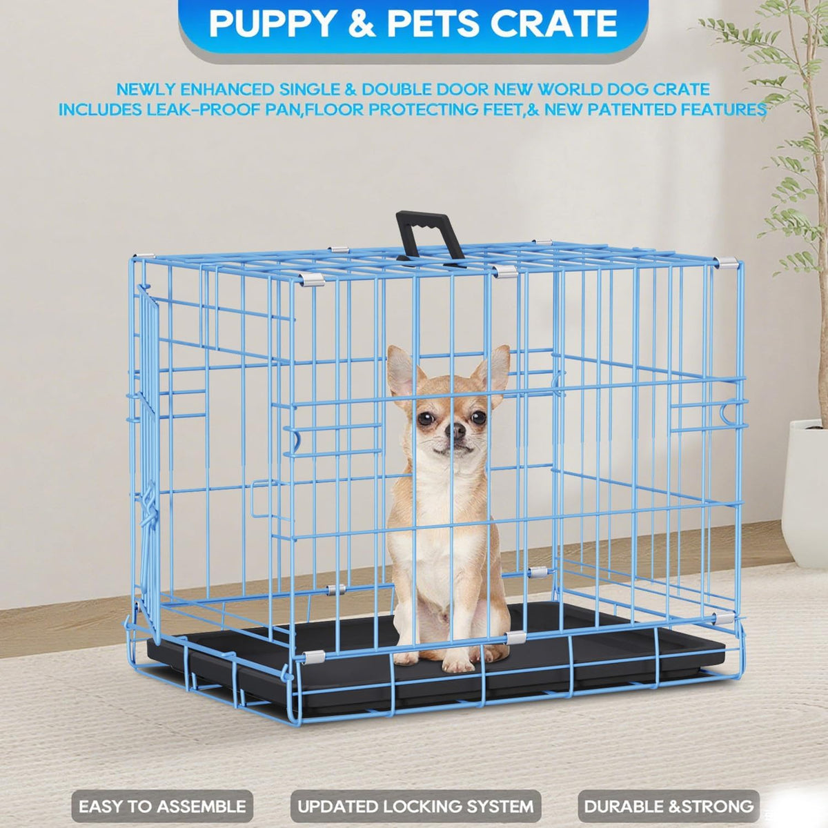 48" Foldable Metal Dog Crate | Dark Black | Cage for XL Dogs