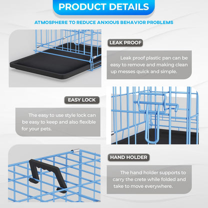 48" Foldable Metal Dog Crate | Dark Black | Cage for XL Dogs