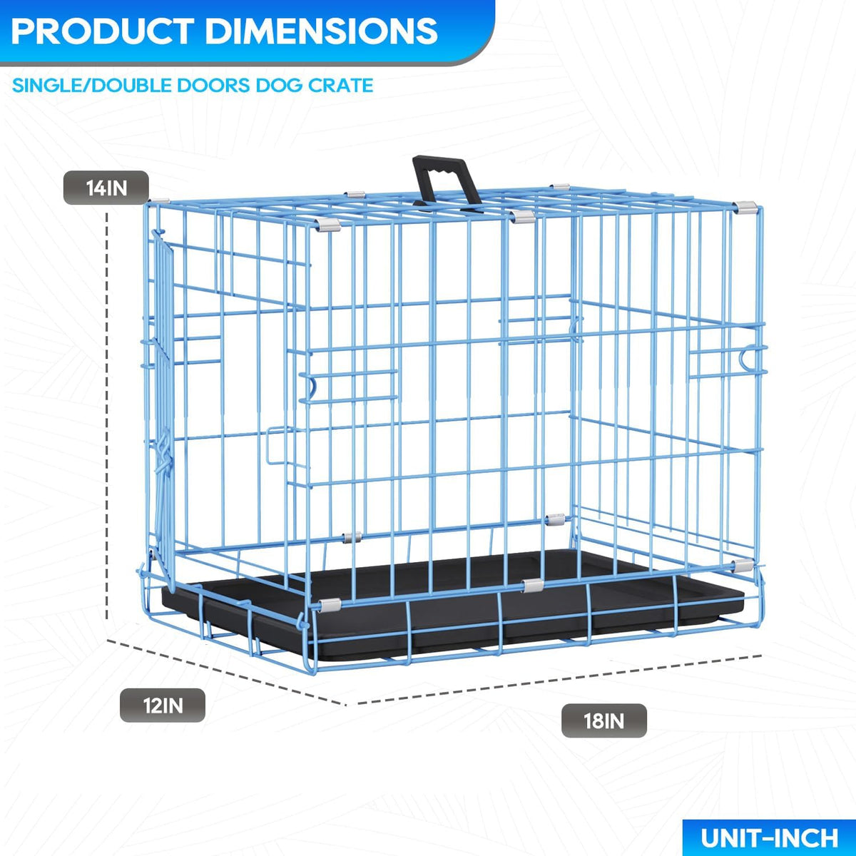 48" Foldable Metal Dog Crate | Dark Black | Cage for XL Dogs