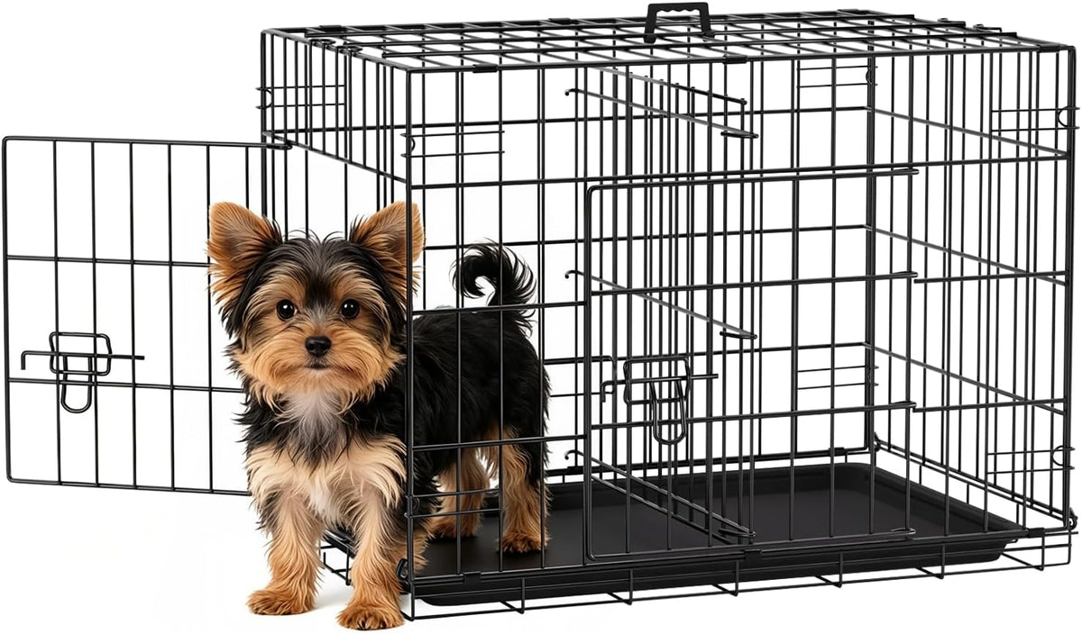 48" Foldable Metal Dog Crate | Dark Black | Cage for XL Dogs