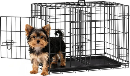 48" Foldable Metal Dog Crate | Dark Black | Cage for XL Dogs