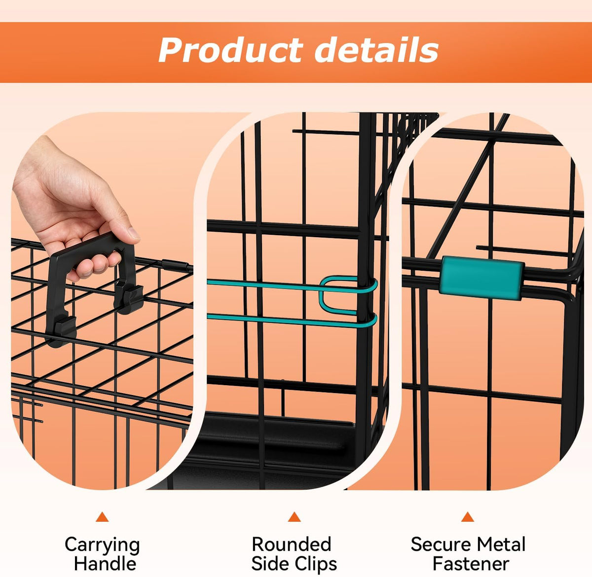 48" Foldable Metal Dog Crate | Dark Black | Cage for XL Dogs