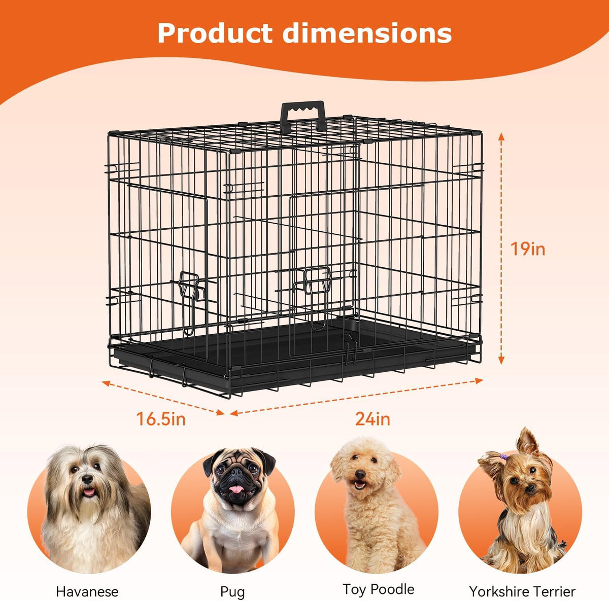 48" Foldable Metal Dog Crate | Dark Black | Cage for XL Dogs