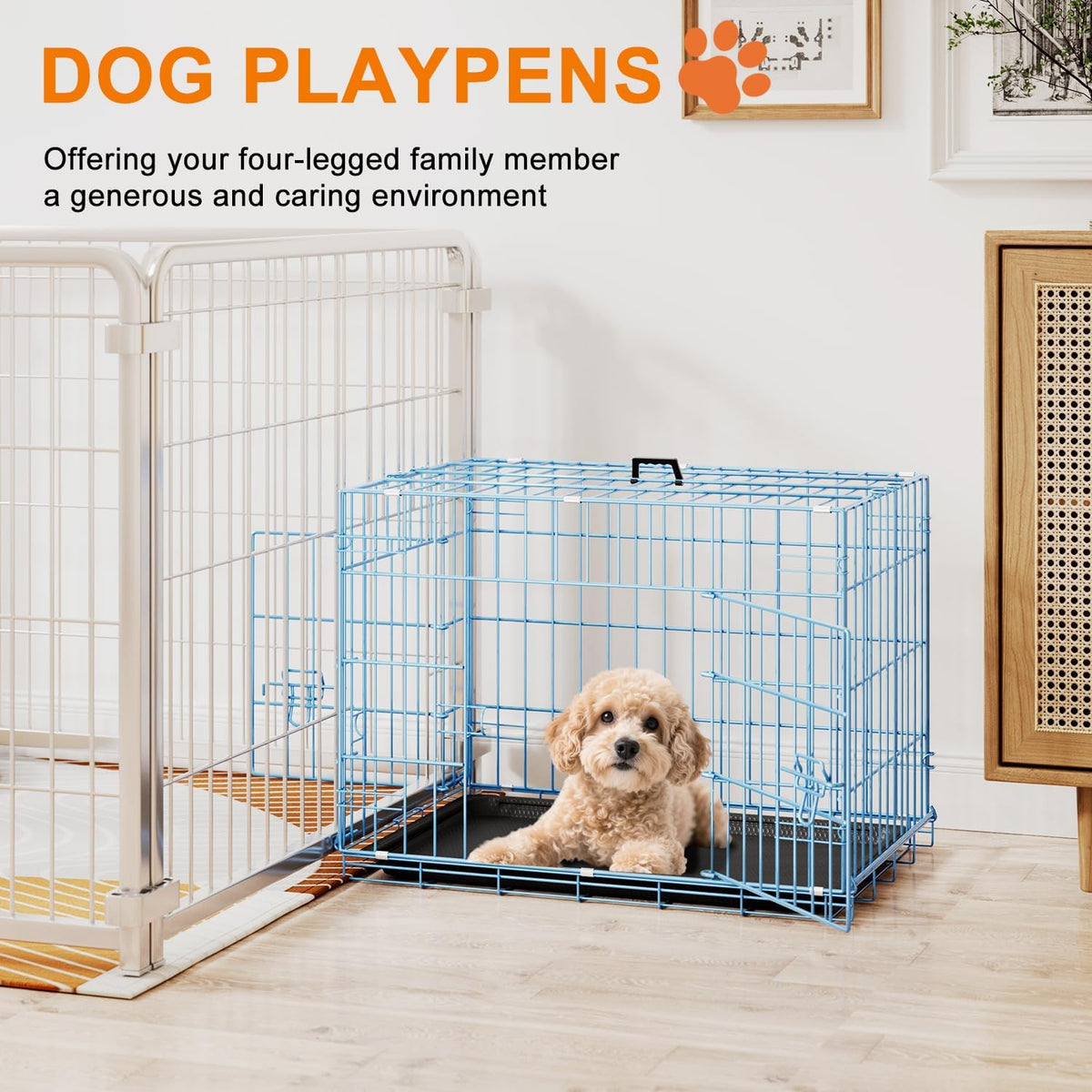 48" Foldable Metal Dog Crate | Dark Black | Cage for XL Dogs
