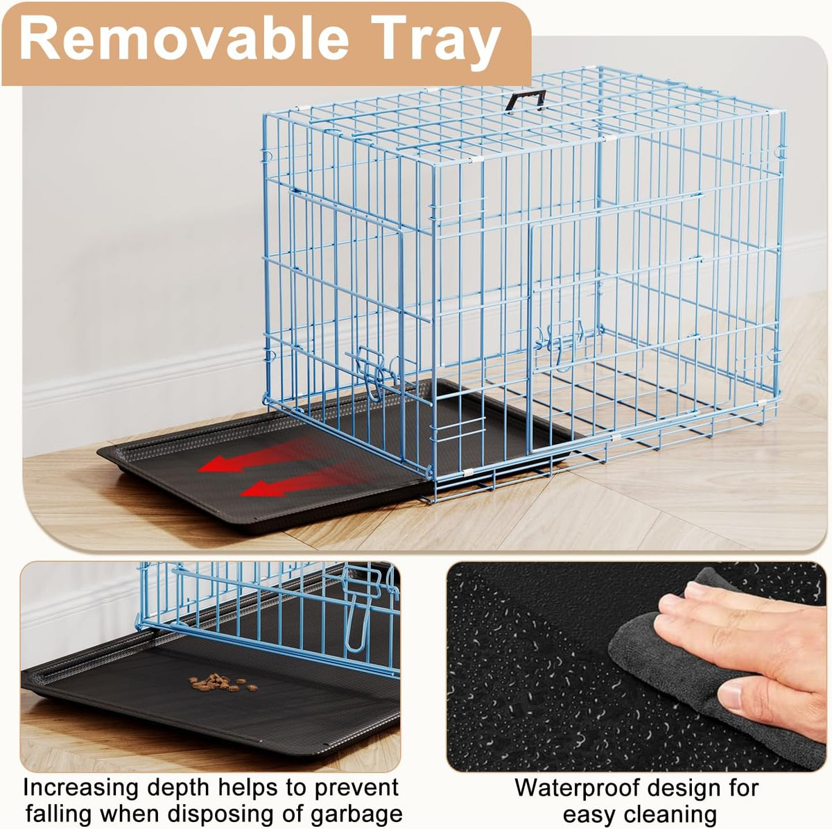 48" Foldable Metal Dog Crate | Dark Black | Cage for XL Dogs