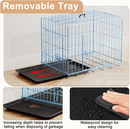 48" Foldable Metal Dog Crate | Dark Black | Cage for XL Dogs