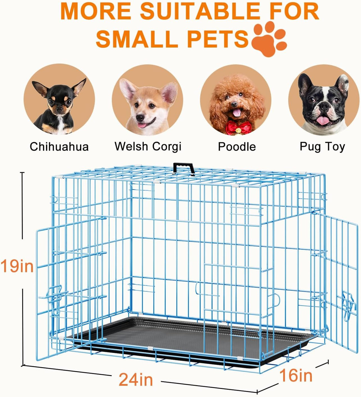 48" Foldable Metal Dog Crate | Dark Black | Cage for XL Dogs